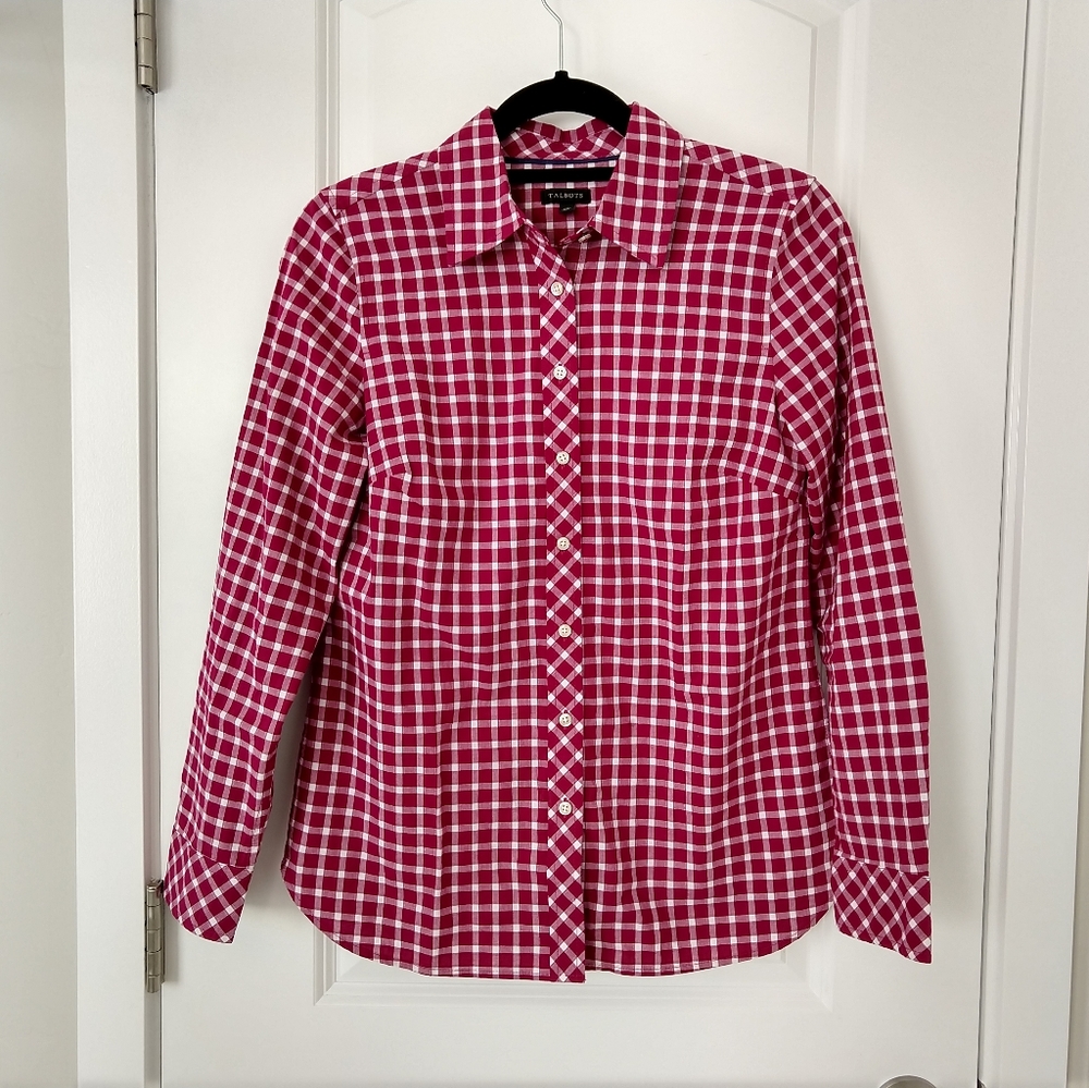 Talbot's burgundy gingham top